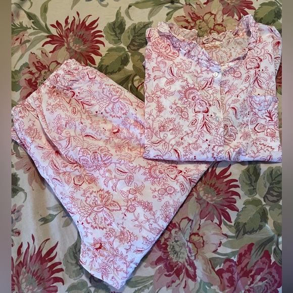Vtg VERMONT COMPANY STORE Size 1X PJ Pajama White & Red Button Front Bloomer USA - Picture 7 of 16